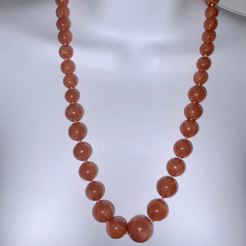 Vintage Chunky Orange Beaded Boho Necklace - Picture 6 of 8